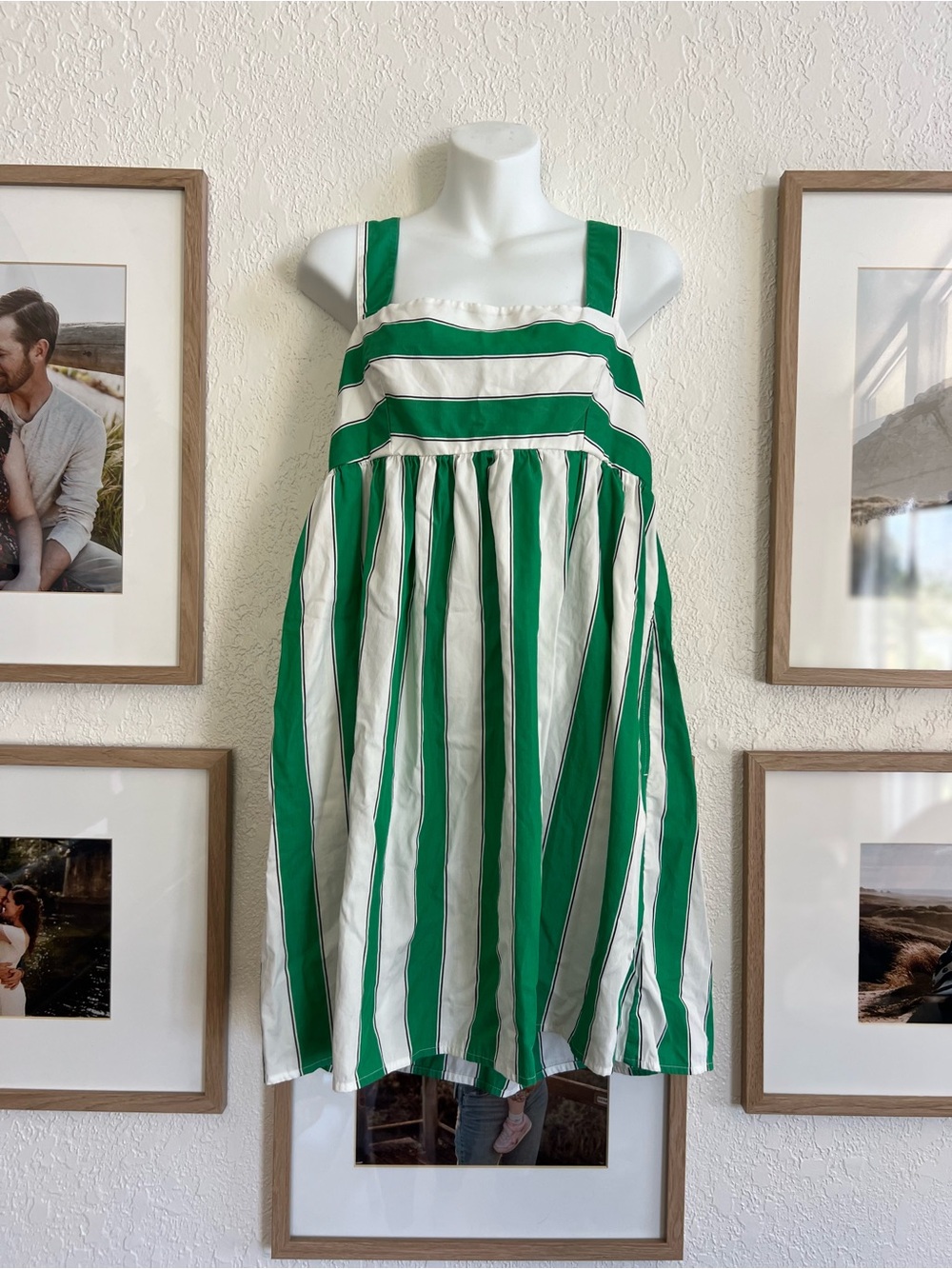 GAP Green and White Striped Sundress
